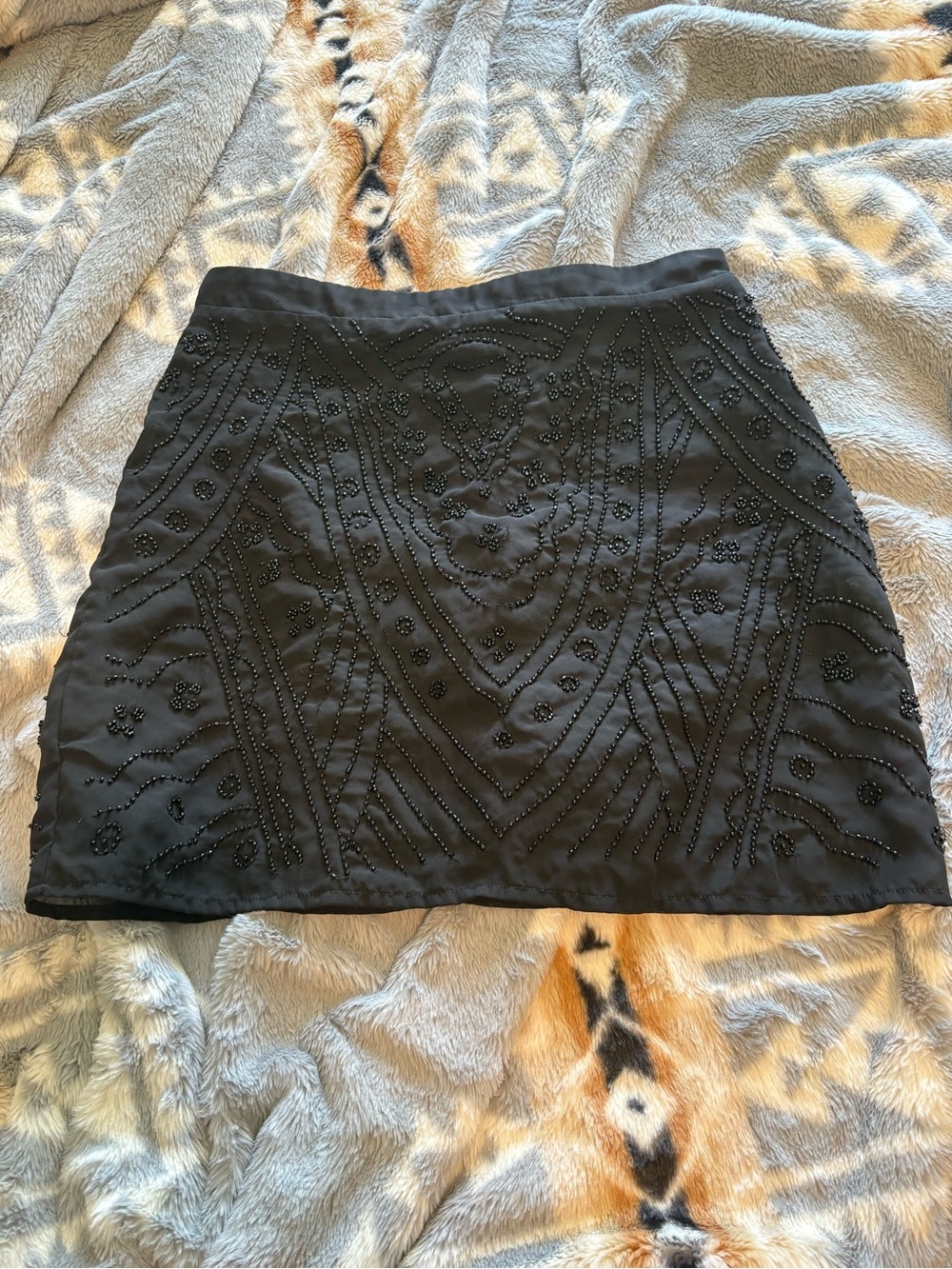 Forever 21 Black Beaded Mini Skirt